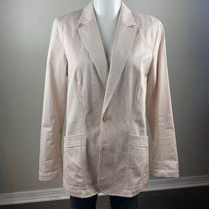 Lafayette 148 Classic Blazer Size 8 Quiet Luxury Pinstriped 2 Button Retro